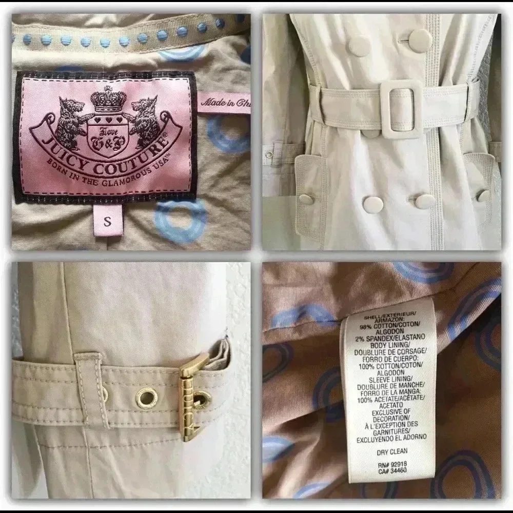 Juicy Couture Belted 3/4 Sleeve Trench Coat - Picture 7 of 7